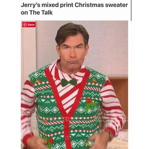 Blizzard Bay Christmas Sweater Bow‎ Tie Candy Cane Striped Size M Festive Bright